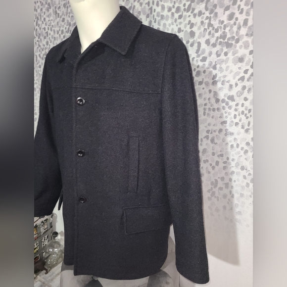 Alfani Charcoal Gray Wool Blend Pea Coat Men's Size Small - Picture 2 of 9